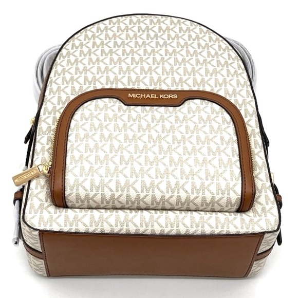 Michael Kors Jaycee Medium Zip Packet Backpack Vanilla/Brown - Picture 5 of 11